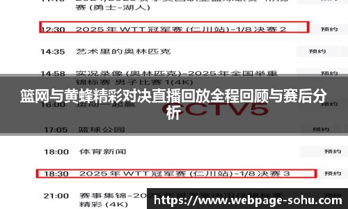 篮网与黄蜂精彩对决直播回放全程回顾与赛后分析