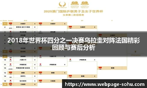 2018年世界杯四分之一决赛乌拉圭对阵法国精彩回顾与赛后分析