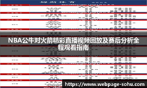 NBA公牛对火箭精彩直播视频回放及赛后分析全程观看指南